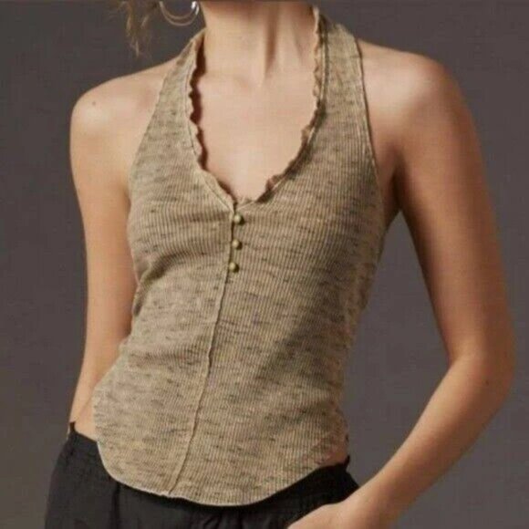 Anthropologie Pilcro Henley Halter Top XL NWT - Picture 1 of 4